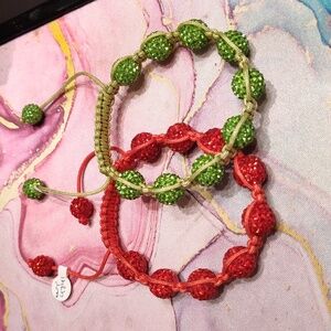 Red And Green Crystal Bracelet Set